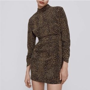 Zara Animal Print Long Sleeve Dress